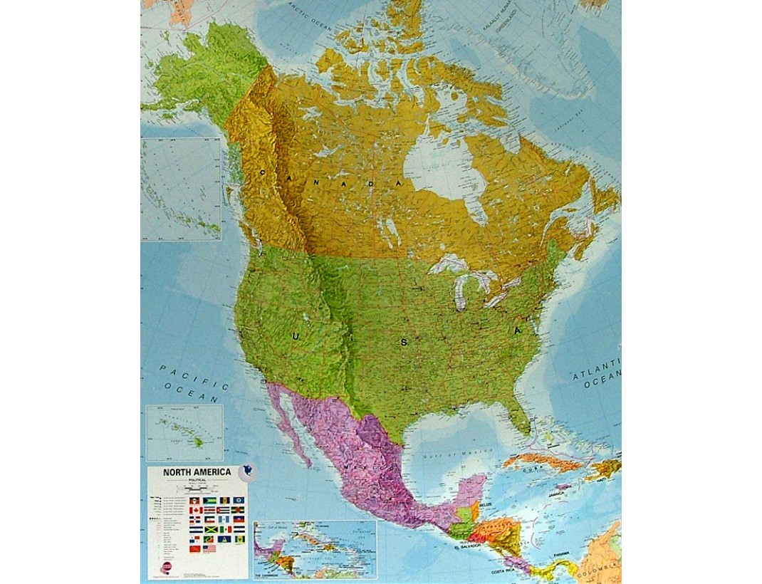 Nástěnná mapa SEVERNÍ AMERIKA